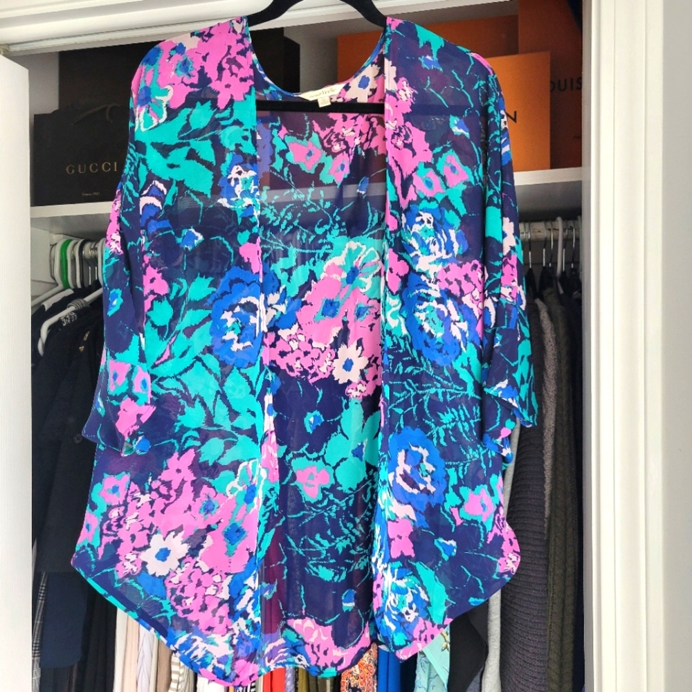 Charming Charlie Floral Sheer Cardigan